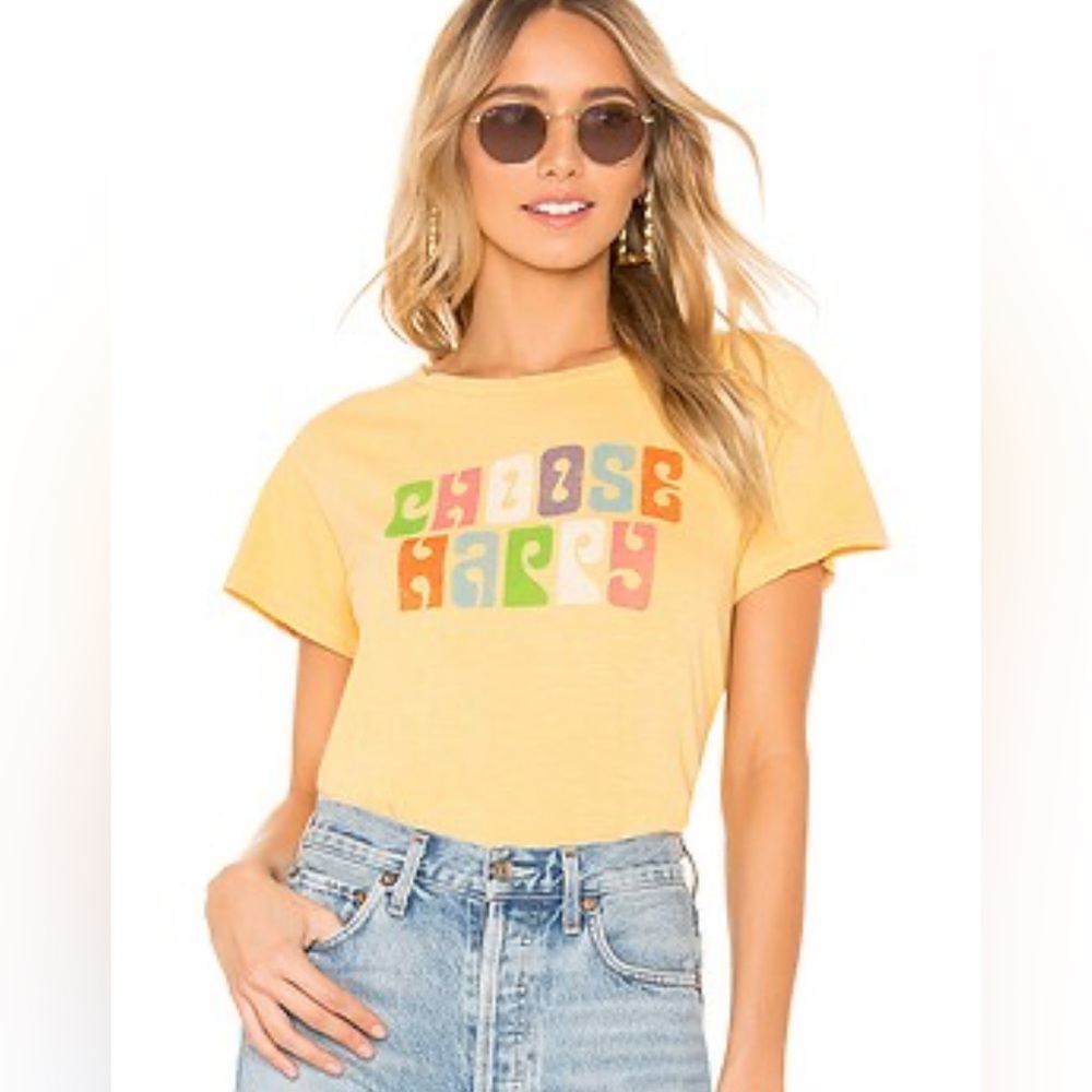 NWT LNA Choose Happy Graphic Tee in Spectra Yellow
